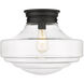 Ingalls 1 Light 16 inch Matte Black Semi-flush Ceiling Light in Clear Glass, Large